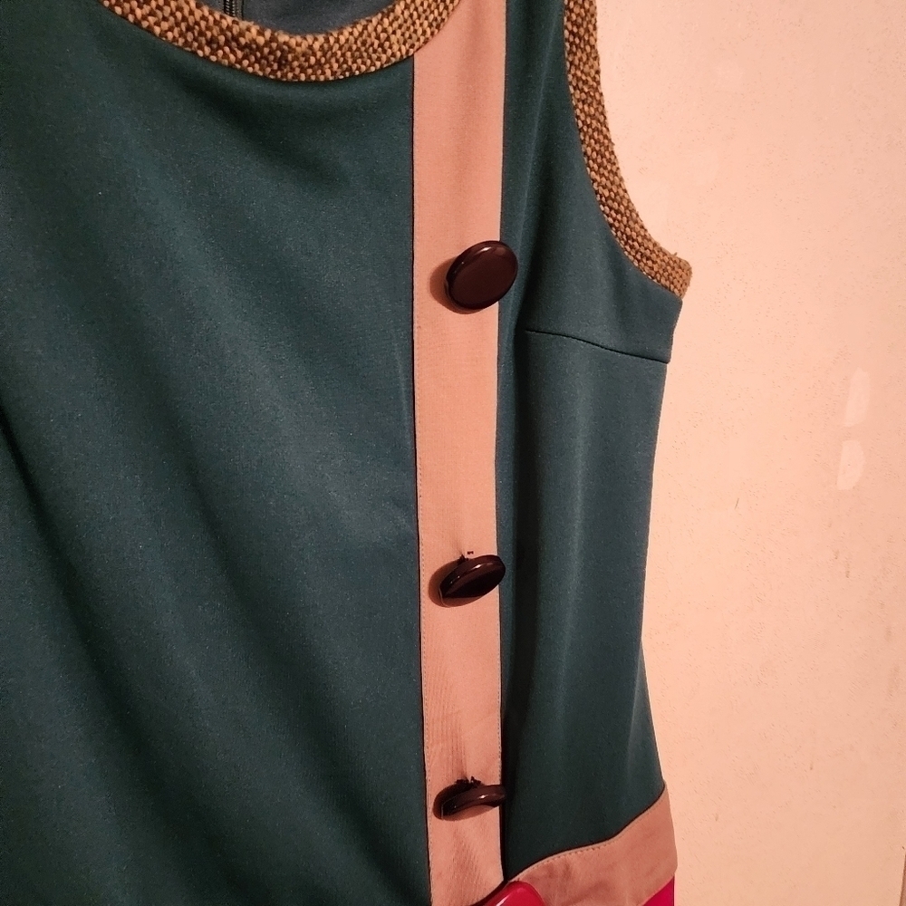 M.F. Designer Paris Colorblock Dress Zip Back Size L Vintage (see all pictures) - Picture 4 of 12